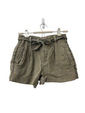 Splendid Womens Olive Green Denim Paperbag Waist Tie Shorts Size Small